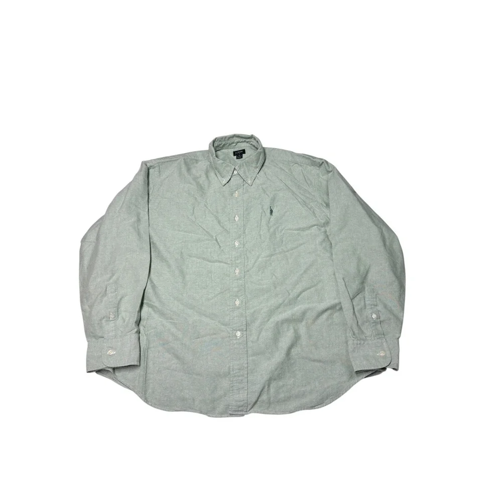 J. Crew Mens XL Sage Green Oxford Cotton Button Down Long Sleeve Shirt